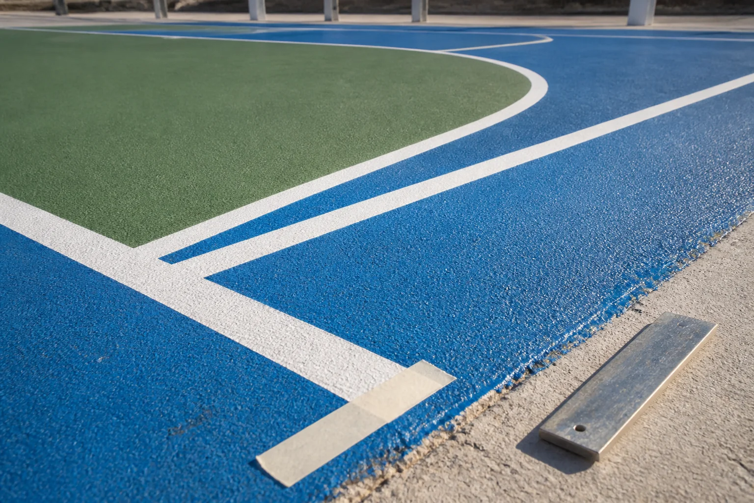 Acrylic sports court resurfacing and line marking inspection in Saudi Arabia