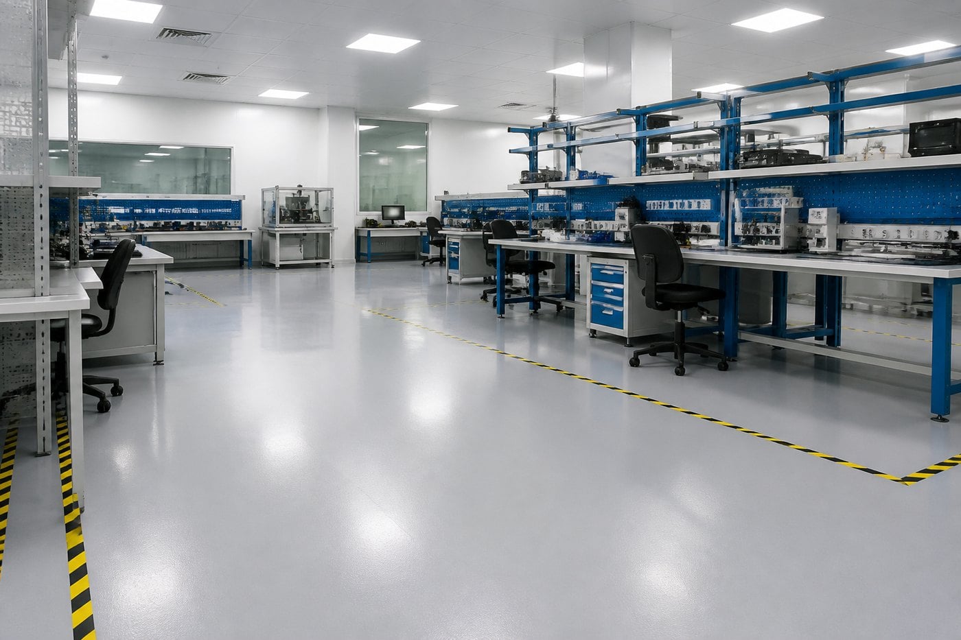 Anti-static ESD epoxy flooring for technical lab and electronics areas in Saudi Arabia