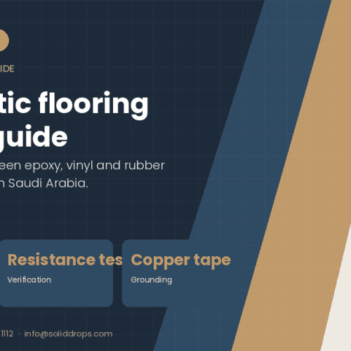 Anti-static flooring buyer's guide – SolidDrops guide cover graphic with key figures