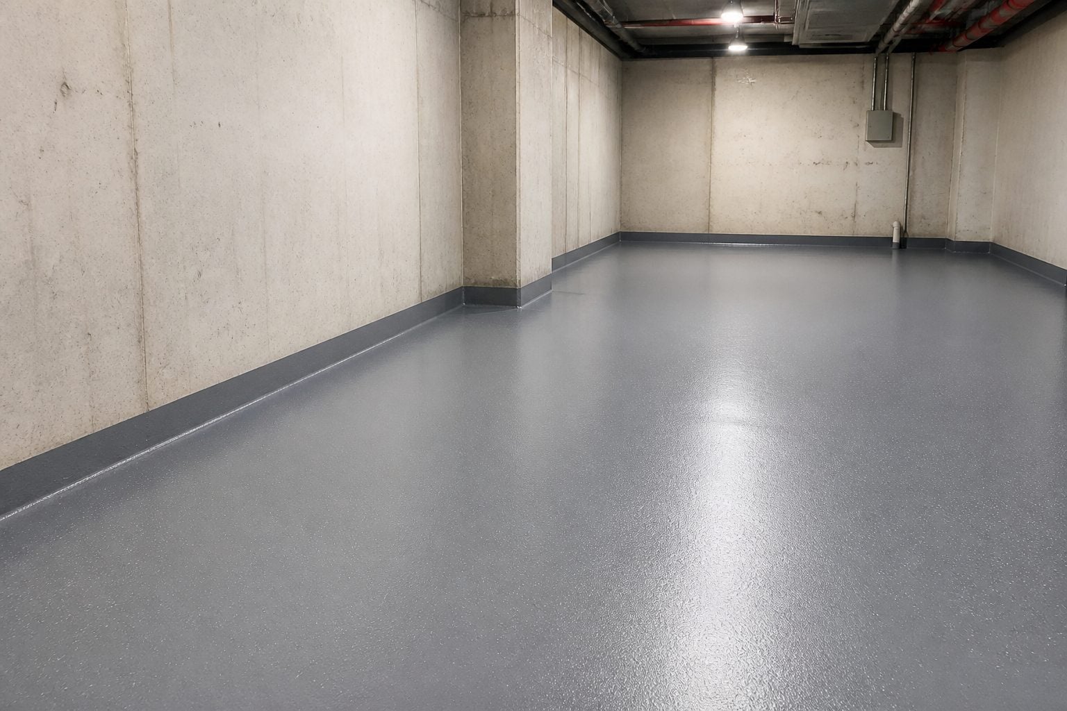 Generated natural basement epoxy flooring with clean moisture-control floor detail in Saudi Arabia