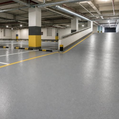 Basement underground parking epoxy flooring in Saudi Arabia