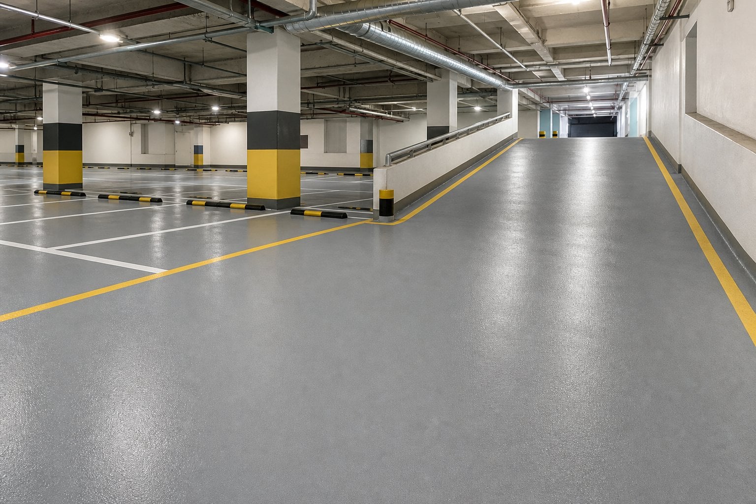 Basement underground parking epoxy flooring in Saudi Arabia