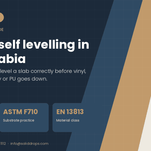 Cement self levelling in Saudi Arabia – SolidDrops guide cover graphic with key figures