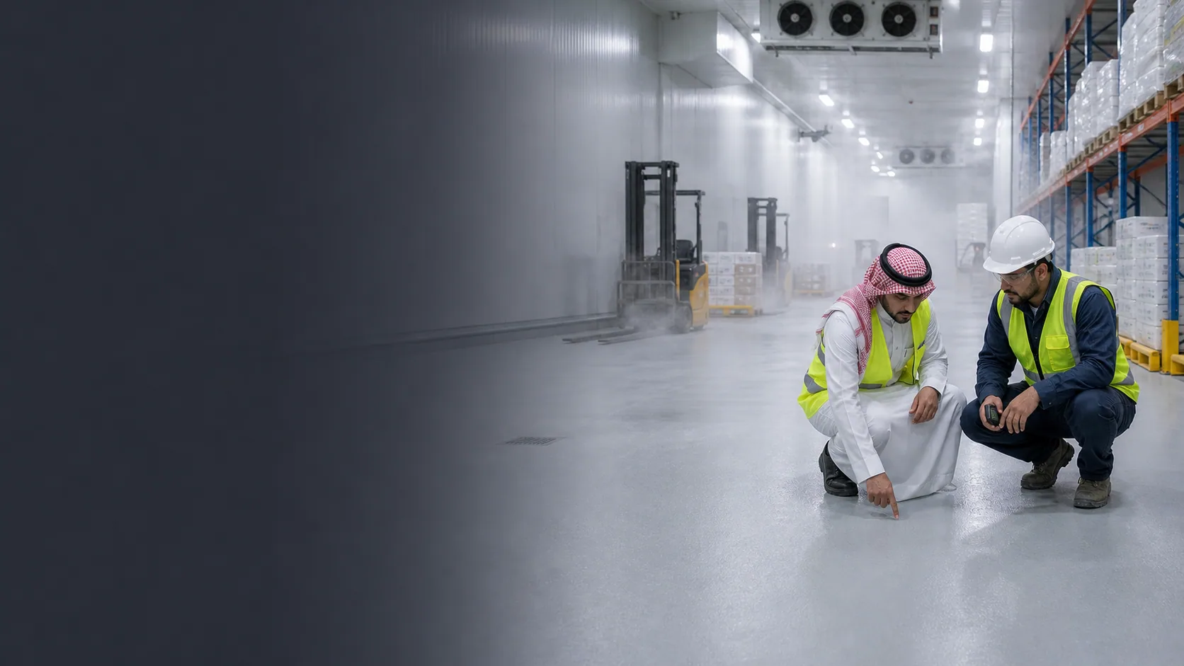 Seamless hygienic flooring in a Saudi cold room