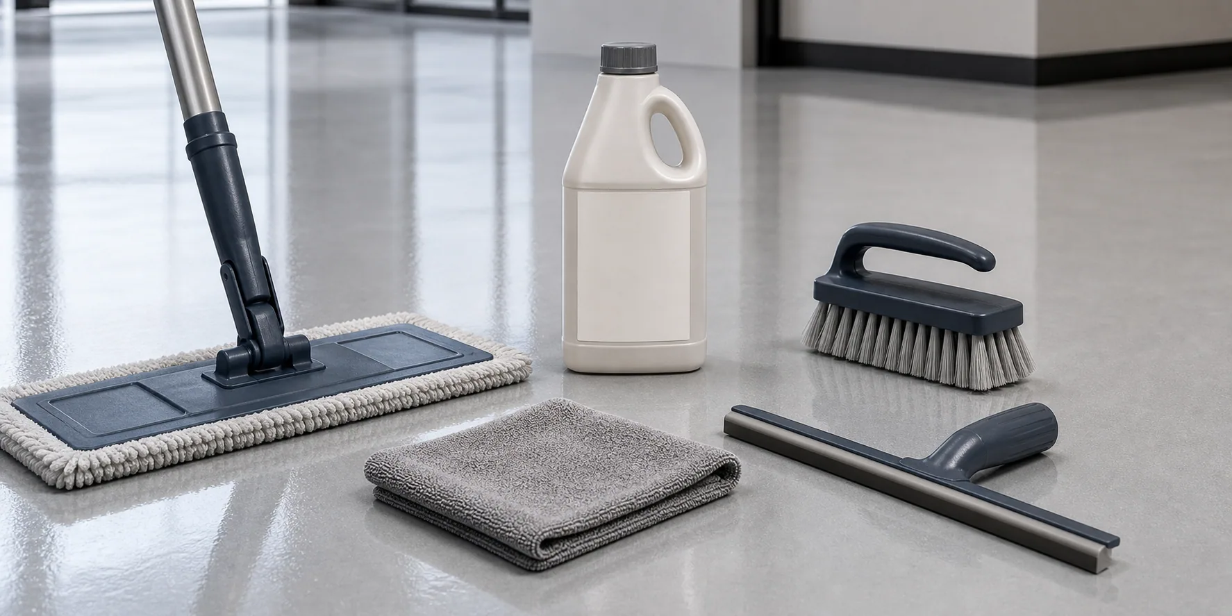 Epoxy floor care tools and neutral cleaner for resin floor cleaning in Saudi Arabia