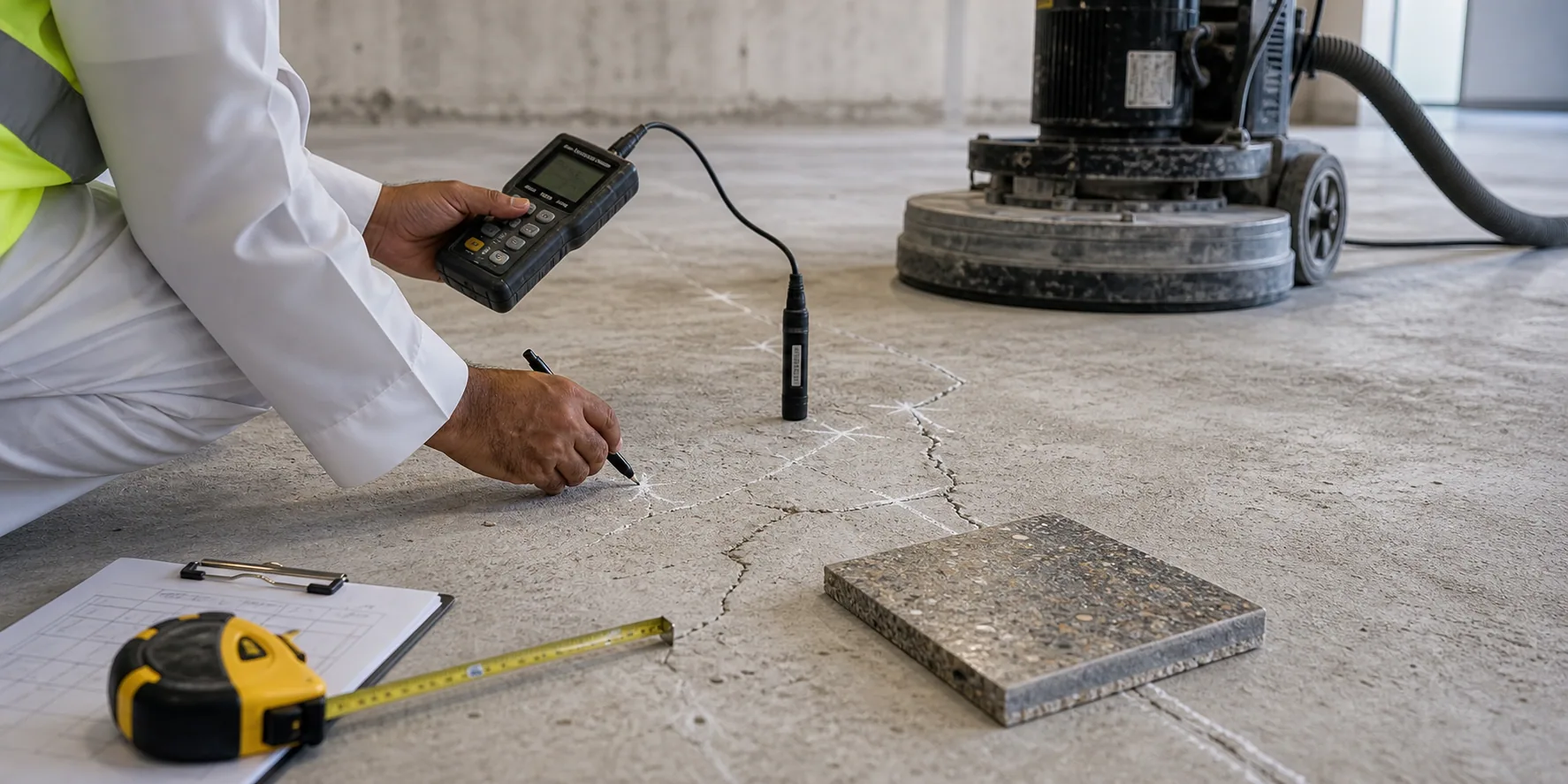 Epoxy flooring estimate in KSA with concrete inspection and surface preparation check