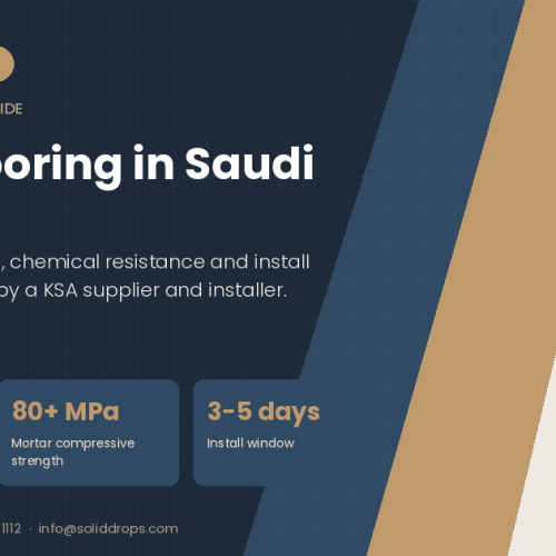 Epoxy flooring in Saudi Arabia – SolidDrops guide cover graphic with key figures