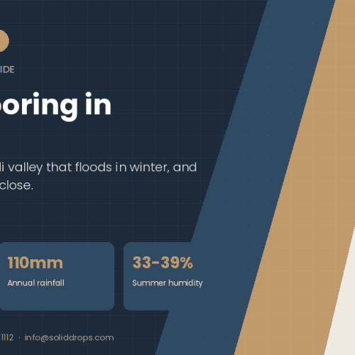 Epoxy flooring in Makkah site conditions guide - SolidDrops cover graphic with local climate figures