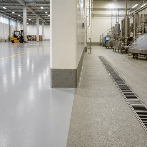 Epoxy and PU cement flooring systems in a Saudi industrial facility