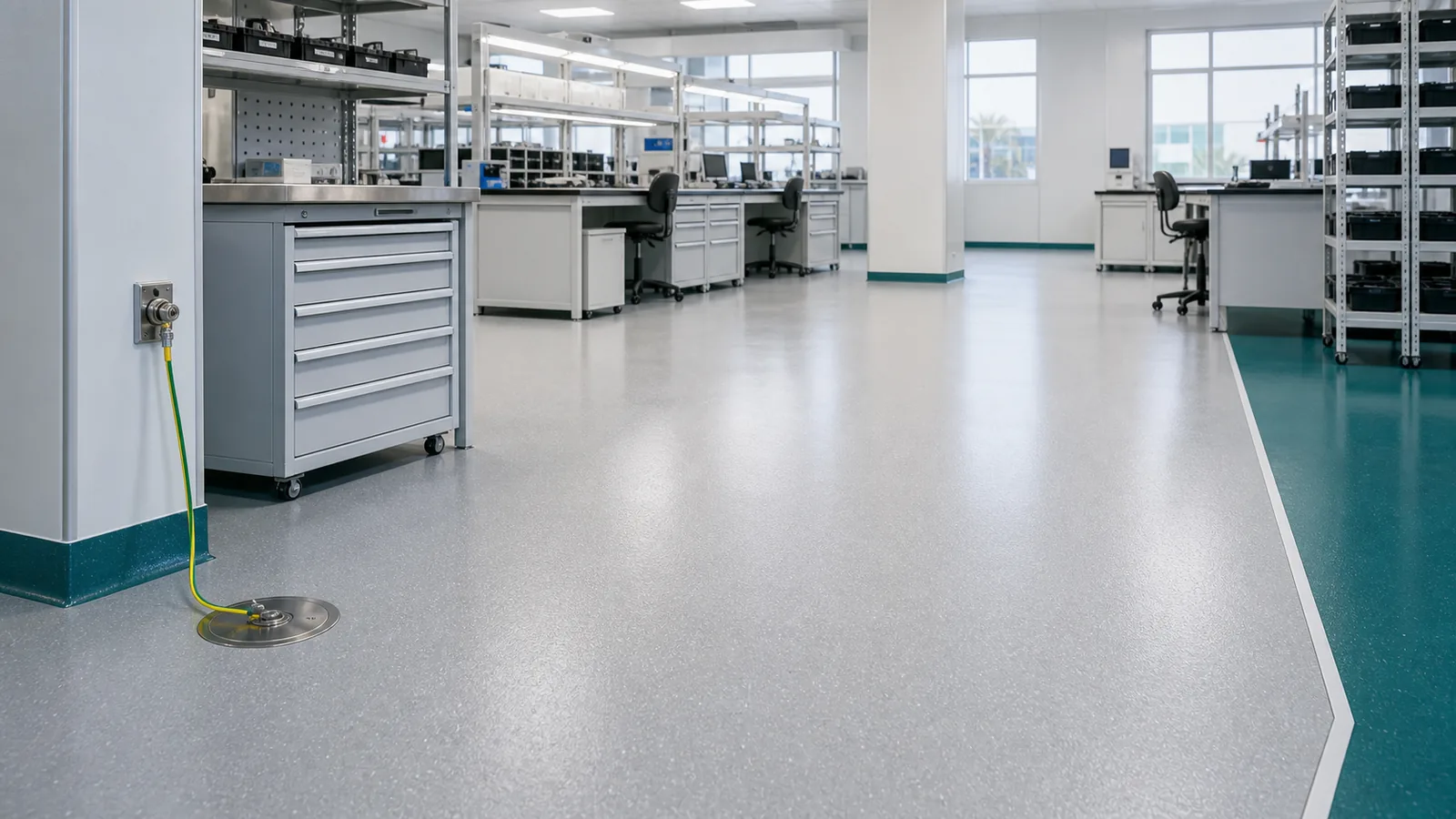 ESD anti static flooring for electronics lab and controlled technical areas in Saudi Arabia