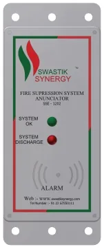 Swastik Synergy Firessense monitoring panel with system on and discharge indicators