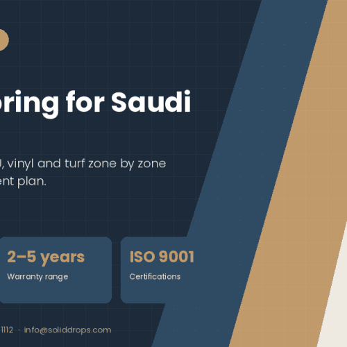 Gym flooring for Saudi Arabia – SolidDrops guide cover graphic with key figures
