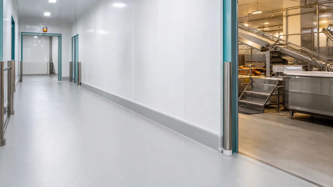 Hygienic cove wall and seamless resin floor system for clean Saudi facilities