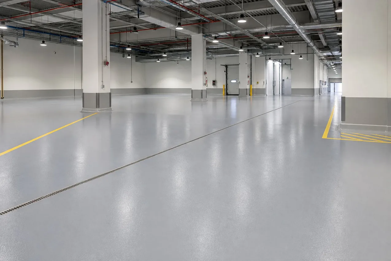 Industrial epoxy and Ucrete style flooring support for Saudi Arabia facilities