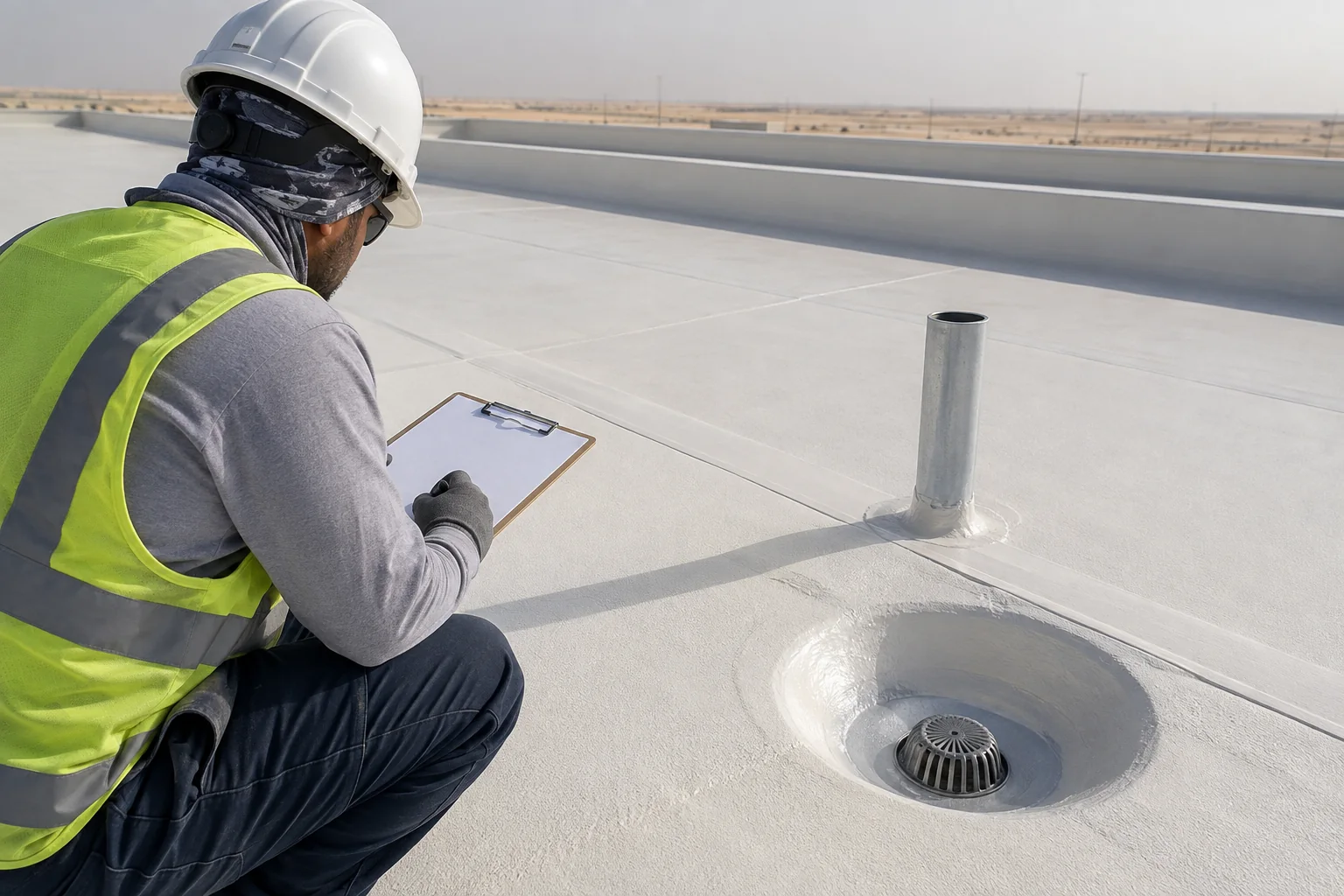 Illustrative generated inspection of a completed coated PU foam roof