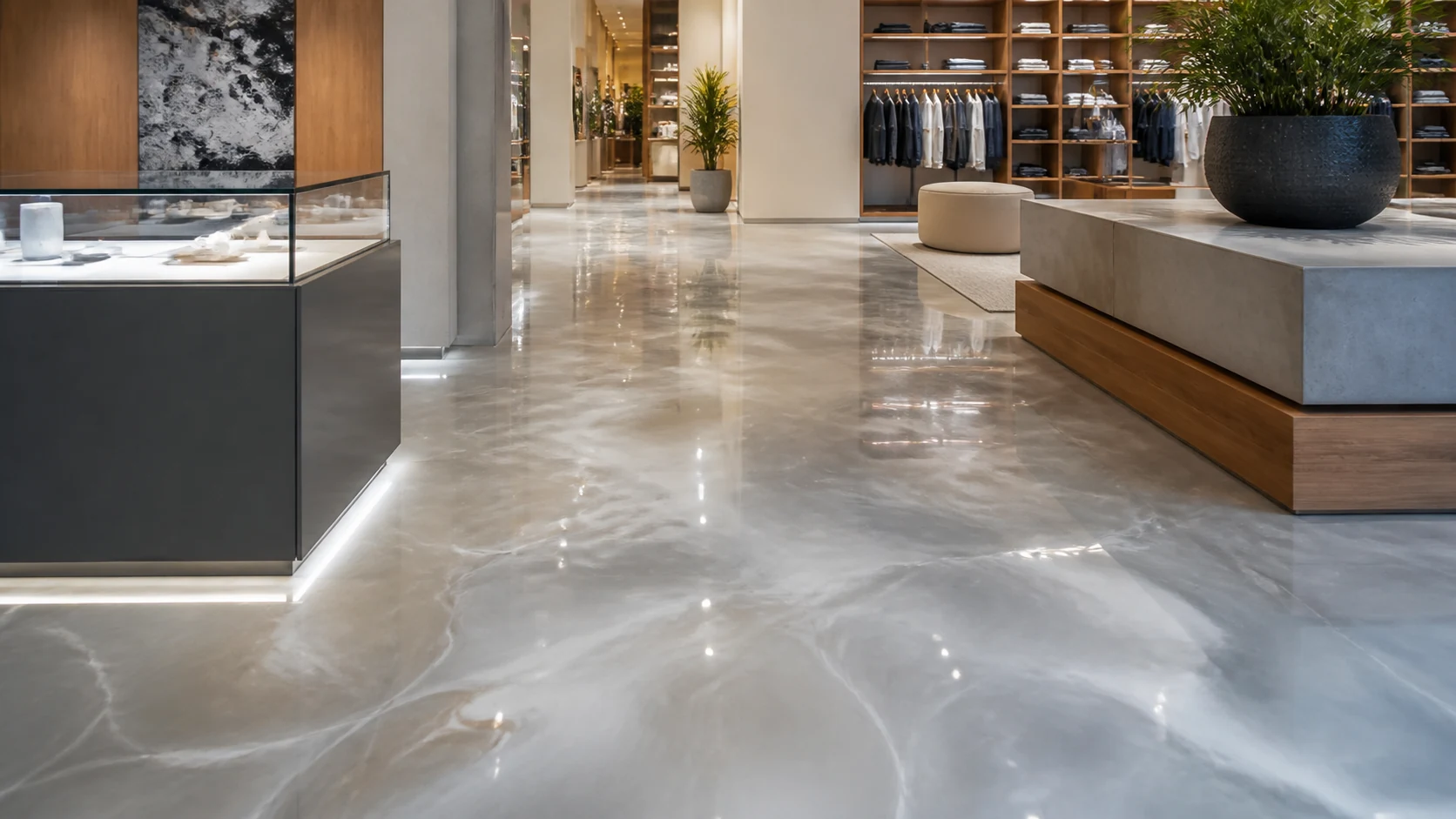 Decorative seamless flooring for Saudi commercial interiors