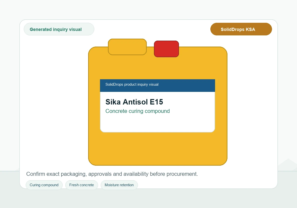 Sika Antisol E15 product inquiry visual for concrete curing compound in Saudi Arabia