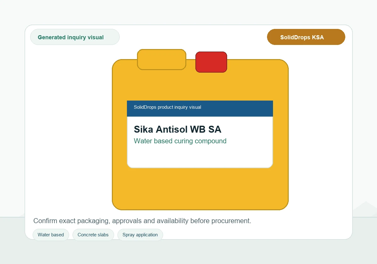 Sika Antisol WB SA product inquiry visual for water based concrete curing in Saudi Arabia