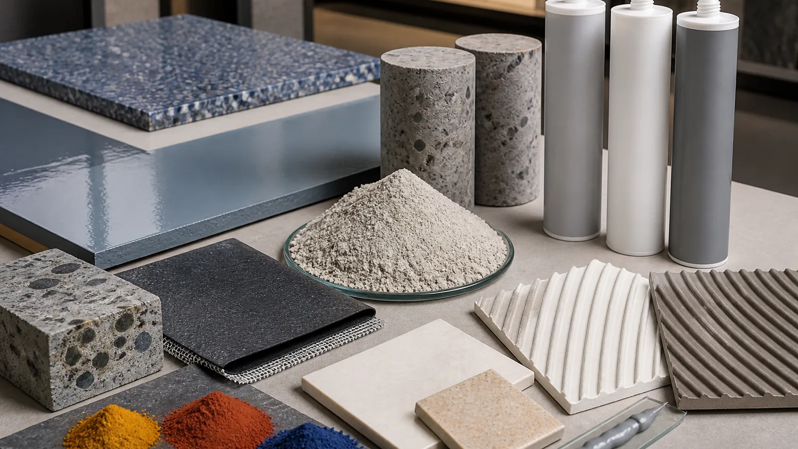 Construction chemical samples, floor coating swatches and BOQ support materials