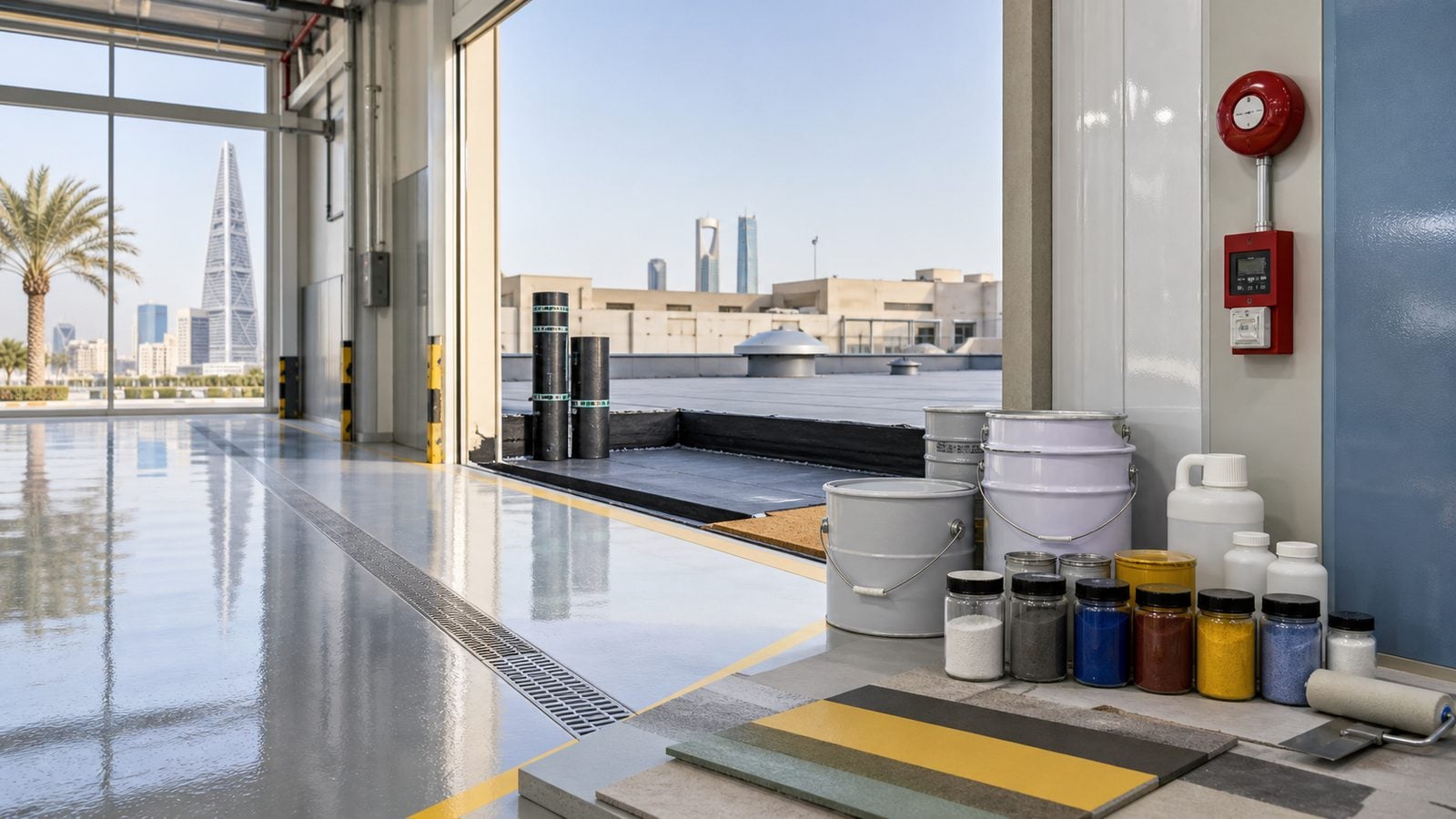 SolidDrops flooring waterproofing FRP chemicals pigments and fire alarm solutions in Saudi Arabia