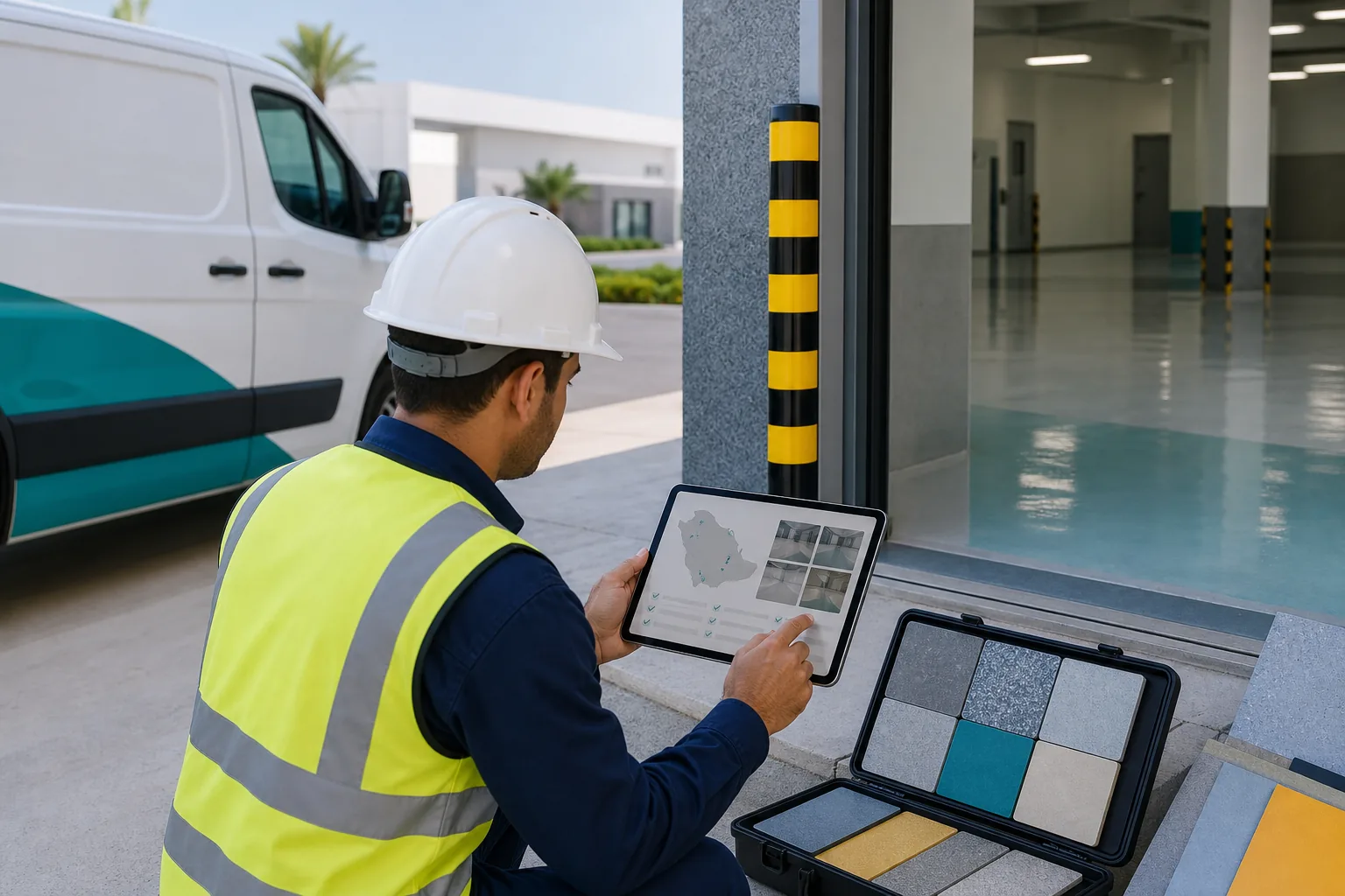 SolidDrops epoxy maintenance consultation and service coverage across Saudi Arabia