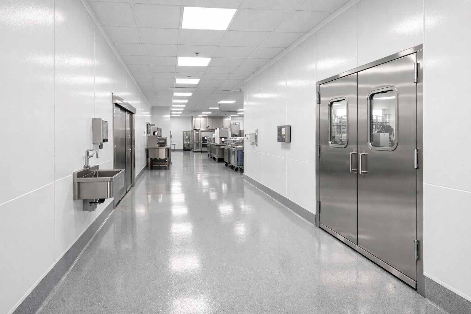 Hygienic FRP wall and ceiling panel system in a Saudi Arabia food or cold-room facility