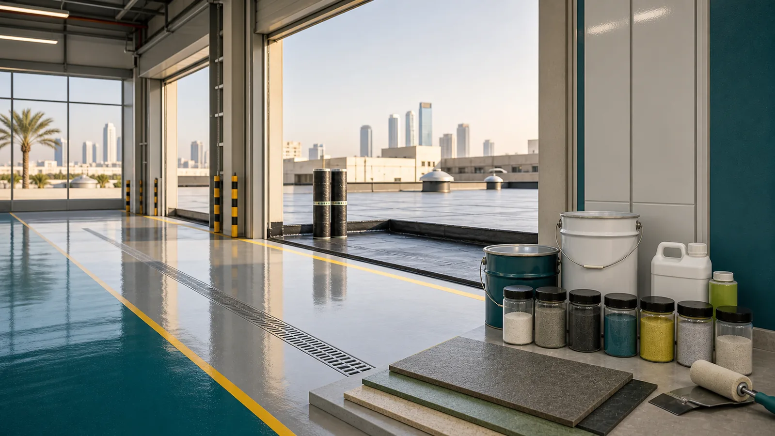 Professional SolidDrops flooring waterproofing FRP and construction material support in Saudi Arabia