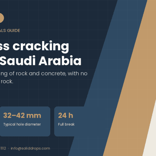 Soundless cracking agent in Saudi Arabia – SolidDrops guide cover graphic with key figures