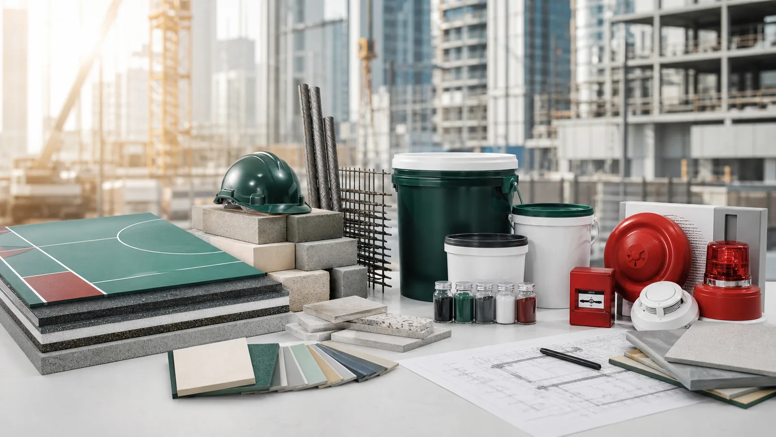 Sports flooring fire alarm systems chemicals pigments and building materials in Saudi Arabia