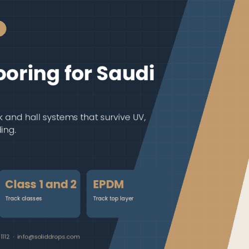 Sports flooring for Saudi Arabia – SolidDrops guide cover graphic with key figures