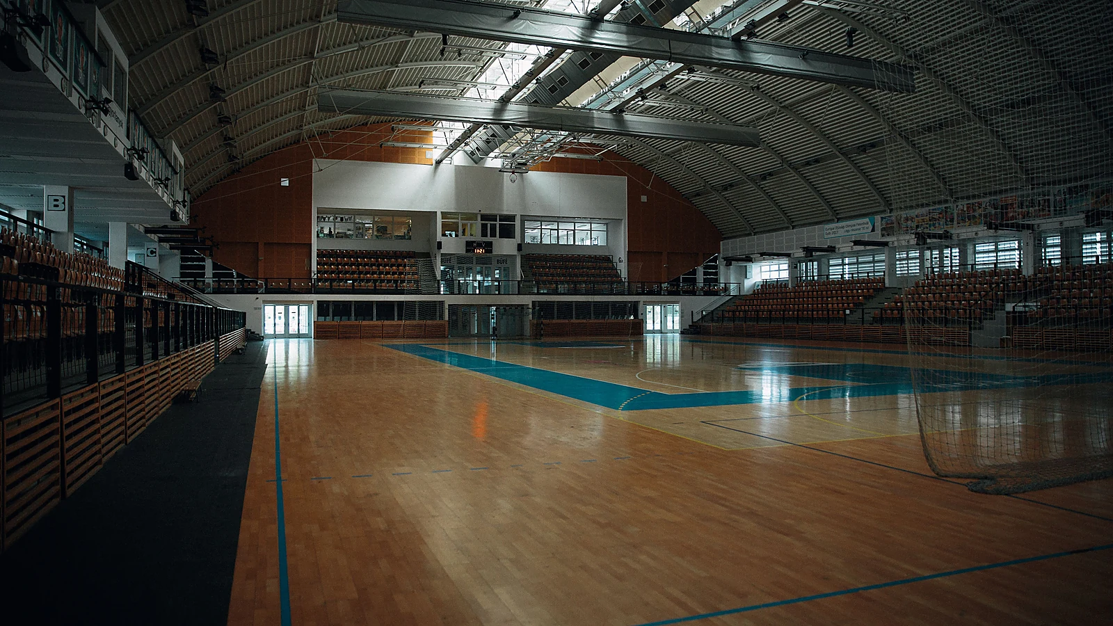 Indoor sports hall flooring for a school gym and multi-use court in Saudi Arabia