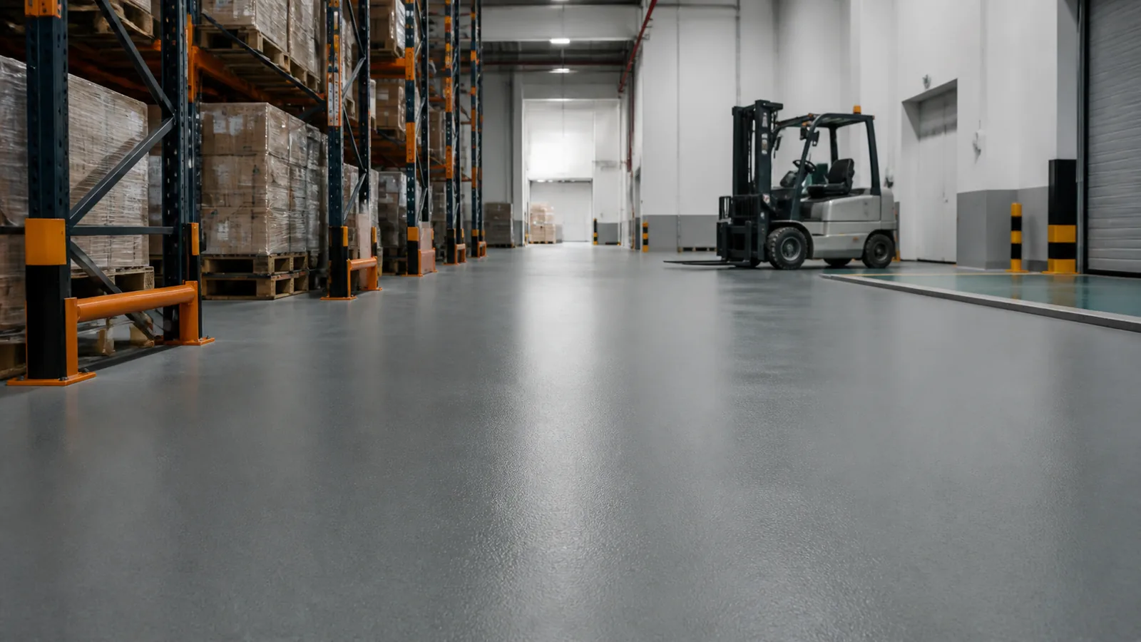 Stonclad style heavy duty resin flooring for warehouse forklift traffic in Saudi Arabia