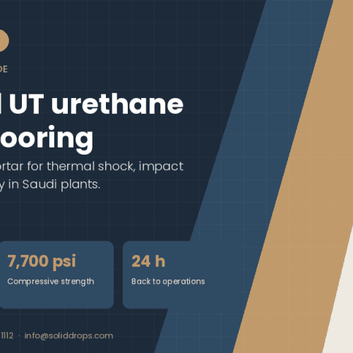 Stonclad UT urethane mortar flooring – SolidDrops guide cover graphic with key figures