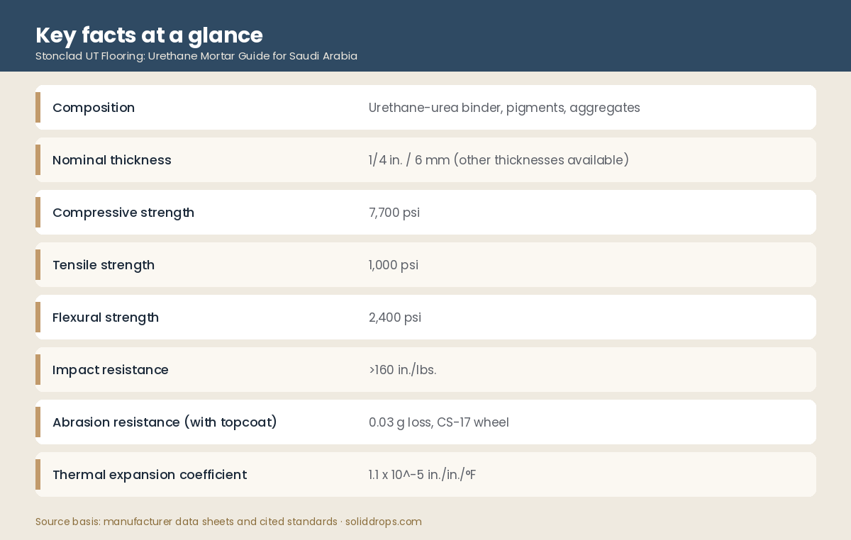 Key facts at a glance infographic for Stonclad UT flooring
