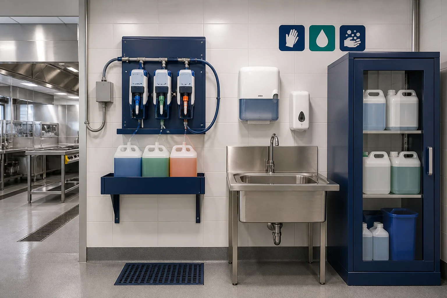 Chemical dilution and hand hygiene station for Sutter cleaner materials in KSA