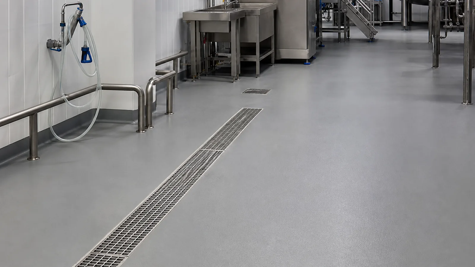 PU cement and Ucrete-type flooring for pharmaceutical utility zones