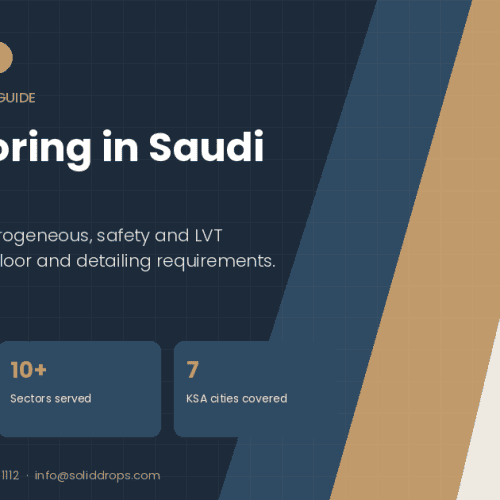Vinyl flooring in Saudi Arabia – SolidDrops guide cover graphic with key figures
