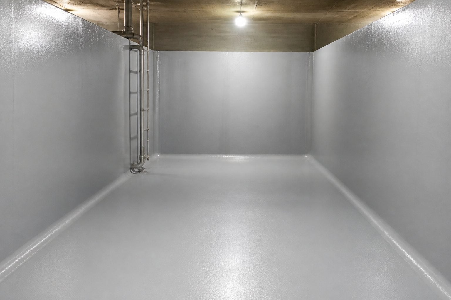 Generated natural water tank epoxy waterproof coating with coated wall and floor cove detail