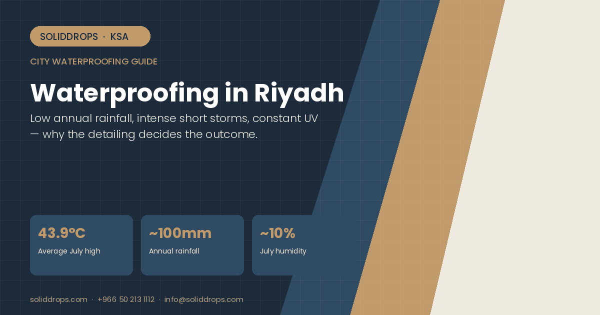 Flat industrial roof in Riyadh with parapet upstand and rainwater outlet detail